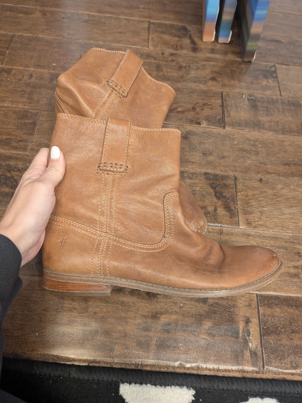 Frye Cognac Leather Ankle Booties